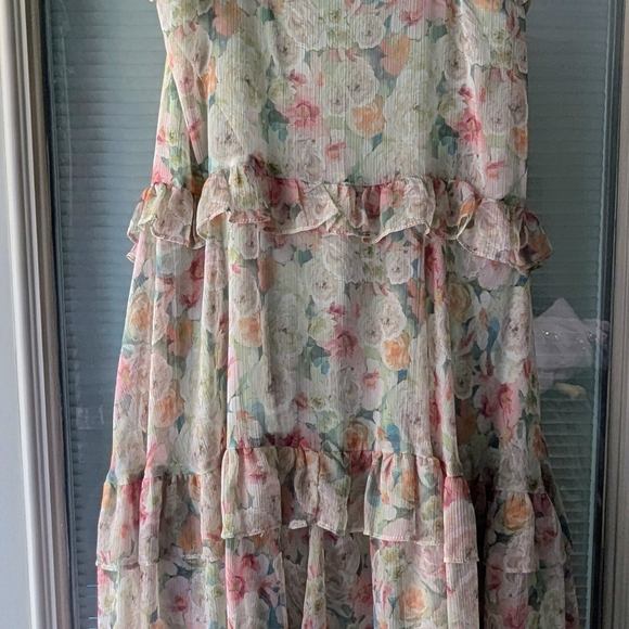 Astr Floral Ruffle Maxi Dress in Soft Pastels - Picture 2 of 9